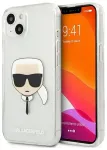 Karl Lagerfeld TPU Full Glitter Karl Head dėklas, skirtas iPhone 13 mini, sidabrinis