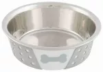 Pet bowl, metal - Trixie Stainless steel bowl with silicone, 0.4 l/&oslash; 14 cm