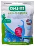 Sunstar Gum Easy Flossers tarpdančių siūlai su pipirmėčių skoniu, vitaminu E ir fluoru, 30 vnt.
