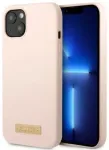 Guess GUHMP13SSBPLP iPhone 13 mini 5,4" rožinis apsauginis dėklas Silicone Logo Plate MagSafe