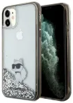 Karl Lagerfeld KLHCN61LKCNSK Liquid Glitter Choupette Aizsargapvalks priek&scaron; iPhone 11/Xr 6.1" / caurspīdīgs