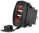 Boat Shaped Waterproof Phone Charger with RED LED Backlight 2xUSB 12/24V AMIO-04228
