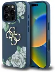 Case Guess Grained Roses Big 4G logo Aizsargapvalks priek&scaron; iPhone 16 Pro Max / zils