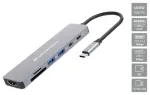CONCEPTRONIC 7-1 dokstacija USB-C->HDMI/USB-C/2xUSB-A/+ 25cm gr