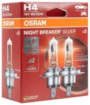 Halogen Bulbs Osram H4 12V NIGHT BREAKER SILVER +100% /2 pcs