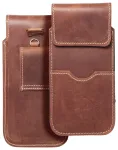 ROYAL Crazy Horse &ndash; Odinis universalus dėklas su atvartu / rudas &ndash; XL dydis &ndash; IPHONE 11 / 12 / 13 / SAMSUNG S7 EDGE