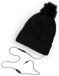 Forever Winter žiemos kepurė rombų ra&scaron;to su įmontuotomis stereo ausinėmis ir mikrofonu 120 cm 3,5 mm juoda