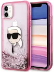 Karl Lagerfeld KLHCN61LNKHCP Hardcase Glitter Karl Head Aizsargapvalks priek&scaron; iPhone 11/XR / rozā