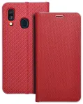 LUNA Book Carbon knyginio tipo telefono dėklas Samsung Galaxy A40 (A405) raudonas