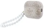 Guess PU 4G Classic Logo Pearl Strap Dėklas AirPods Pro 3 ausinėms, rožinis
