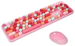 MOFII Sweet Belaidė Klaviatūra ir Optinė Pelė 2.4G USB Rožinė - Kelių Spalvų Mygtukai