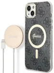Guess Set GUBPP14MH4EACSK Case+ Charger Aizsargapvalks un lādētājs priek&scaron; iPhone 14 Plus / 15 Plus 6.7" / melns
