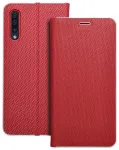 LUNA Book Carbon knyginio tipo telefono dėklas Samsung Galaxy A50 4G (A505) raudonas