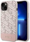 Guess GUHMP14MHGCFSEP GCube Stripes MagSafe Aizsargapvalks priek&scaron; iPhone 14 Plus/15 Plus 6.7" / rozā