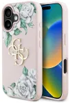 Case Guess Grained Roses Big 4G logo Aizsargapvalks priek&scaron; iPhone 16 / rozā