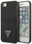 Guess GUHCI8PSATPK Saffiano Triangle Logo Aizsargapvalks priek&scaron; iPhone 7/8/SE 2020/SE 2022 / melns