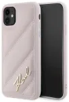 Karl Lagerfeld KLHCN61PQDSMGP Diagonal Quilted Script Aizsargapvalks priek&scaron; iPhone 11 / Xr 6.1" / rozā