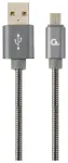 Gembird CC-USB2S-AMMBM-2M-BG Premium spirāles metāla USB uz Micro-USB uzlādes un datu kabelis 2m / metāliski pelēks