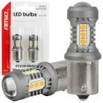 LED bulbs STANDARD BAU15S PY21W 2x1860SMD 3030 15SMD Orange 12/24V AMIO-05002
