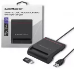 Qoltec Smart ID chip card reader SCR-0642|USB 2.0 + USB-C Adapter