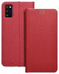 LUNA Book Carbon knyginio tipo telefono dėklas Samsung Galaxy A41 (A415) raudonas