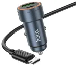 HOCO Z57A automobilinis įkroviklis | 30W | PD, QC | USB-A, USB-C | su USB-C į USB-C laidu komplekte | juodas
