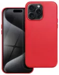 Riff Magsafe Odos imitacijos dėklas su metaliniais mygtukais skirtas Apple iPhone 15 Pro Max Red