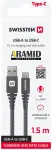 Swissten ARAMID REINFORCED Kabelis USB / USB-C / 1.5m / 60w