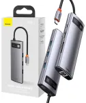 Baseus CAHUB-CV0G Metal Gleam Series 8in1 Hubs / USB-C to 3x USB 3.0 / HDMI / USB-C PD / Ethernet RJ45 / microSD/SD