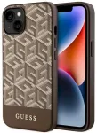 Guess GUHMP14MHGCFSEW GCube Stripes MagSafe Aizsargapvalks priek&scaron; iPhone 14 Plus / 15 Plus 6.7" / brūns