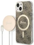Guess Set GUBPP14MH4EACSW Case+ Charger Aizsargapvalks priek&scaron; iPhone 14 Plus / 15 Plus 6.7" / brūns