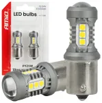 LED bulbs STANDARD BAU15S PY21W 3030 15SMD White 12/24V AMIO-05001