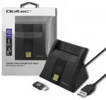 Qoltec Smart ID chip card reader SCR-0643|USB 2.0 + USB-C Adapter