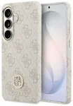 Guess 4G Rhinestone Round Logo telefono dėklas su MagSafe palaikymu Samsung Galaxy S26 (S942) rožinis