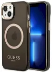 Guess GUHMP14MHTCMK Hardcase Gold Outline Translucent Mag Aizsargapvalks priek&scaron; iPhone 14 Plus / 15 Plus 6.7" / melns