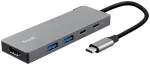 Trust 26062 USB-C centrmezgls HDMI + USB-A + USB-C 0,1 m / pelēks