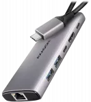 Axagon HMC-6G2L USB &scaron;akotuvas | USB-C į 2x USB 3.0, USB-C, HDMI, RJ45 | 100W