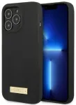 Guess GUHMP13XSPLK iPhone 13 Pro Max 6,7" juodas standus dėklas Silicone Logo Plate MagSafe