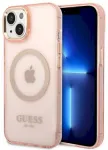 Guess GUHMP14MHTCMP Hardcase Gold Outline Translucent MagS Aizsargapvalks priek&scaron; iPhone 14 Plus/15 Plus 6.7" / rozā