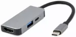 Gembird A-CM-COMBO3-02 USB Type-C 3-in-1 daudzportu adapteris / sudraba