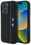 BMW BMHMP16X23SHEB Hardcase Silicone Hexagon Blue Line MagSa Aizsargapvalks priek&scaron; iPhone 16 Pro Max 6.9" / melns