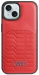 Audi Synthetic Leather MagSafe iPhone 15 | 14 | 13 6.1" raudona|red kietas dėklas AU-TPUPCMIP15-GT|D3-RD