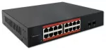 Qoltec Gigabit Ethernet SWITCH | 16x RJ45 | 2x SFP | 1000 Mb/s