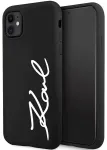 Karl Lagerfeld KLHCN61SKSVGK Silicone Signature Aizsargapvalks priek&scaron; iPhone 11/XR 6.1" / melns
