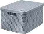 Dėžutė su dangteliu Style L 43,6x32,6x23cm &scaron;viesiai pilka