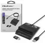 Qoltec Intelligent Smart ID chip card reader SCR-0636 | USB 2.0 + USB-C Adapter