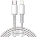 Baseus High Density Braided Uzlādes kabelis USB-C to Lightning 20W PD 2m / balts
