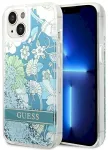 Guess GUHCP14MLFLSN Flower Liquid Glitter Aizsargapvalks priek&scaron; iPhone 14 Plus / 15 Plus 6.7" / zaļ&scaron;
