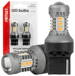 LED bulbs STANDARD 7440 WY21W 3030 15SMD Orange 12/24V AMIO-04997
