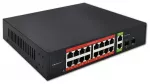 Qoltec Gigabit Ethernet PoE SWITCH | 16x RJ45 |  2x RJ45 Uplink | 2x SFP | 1000 Mb/s